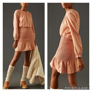 Sundry SZ 3 Peach Coral Cinched Dress